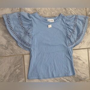 NWT Self Contrast Anthropologie Womens Blue Blouse Size Small